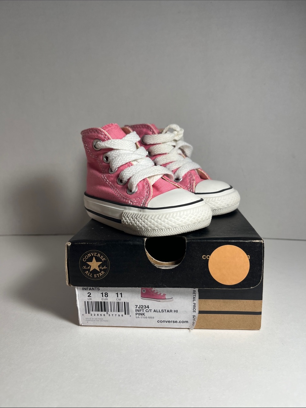 Converse Pink High-Top Kids Sneakers with White Laces